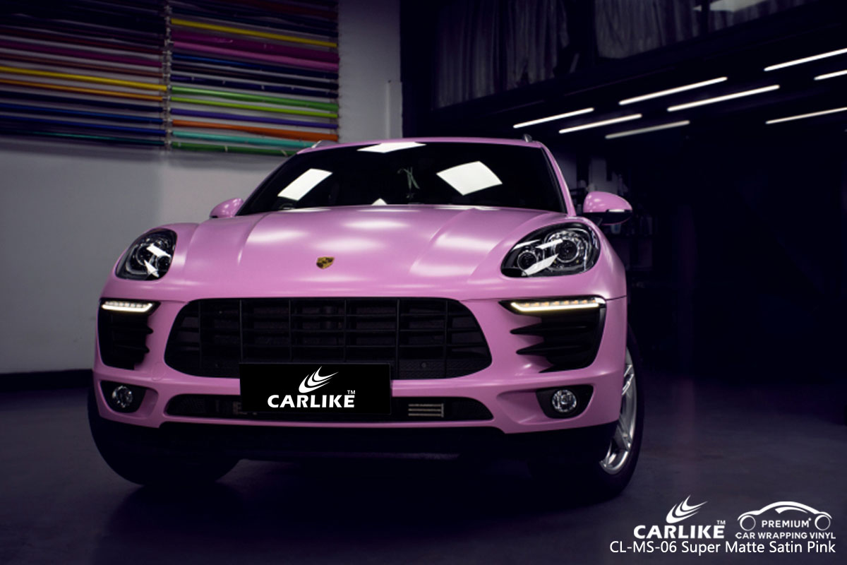 CARLIKE CL-MS-06 super matte satin pink car wrap vinyl for Porsche