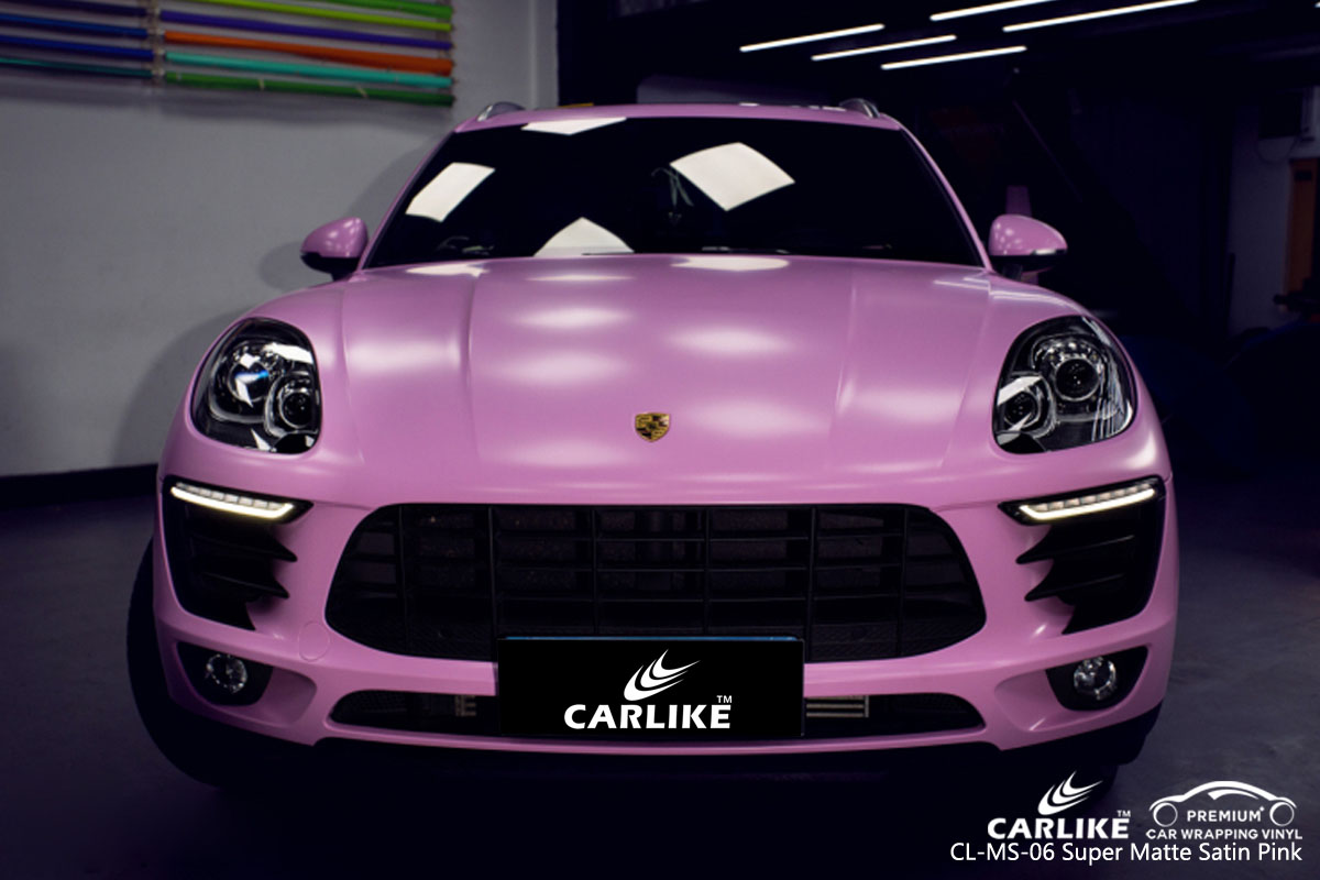CARLIKE CL-MS-06 super matte satin pink car wrap vinyl for Porsche
