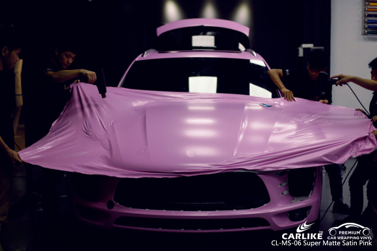CARLIKE CL-MS-06 super matte satin pink car wrap vinyl for Porsche