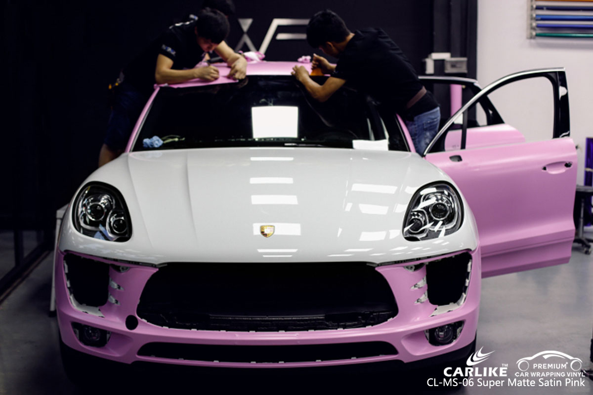 CARLIKE CL-MS-06 super matte satin pink car wrap vinyl for Porsche