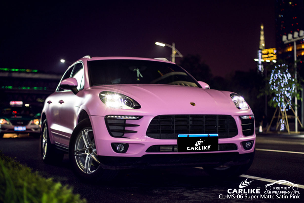 CARLIKE CL-MS-06 super matte satin pink car wrap vinyl for Porsche