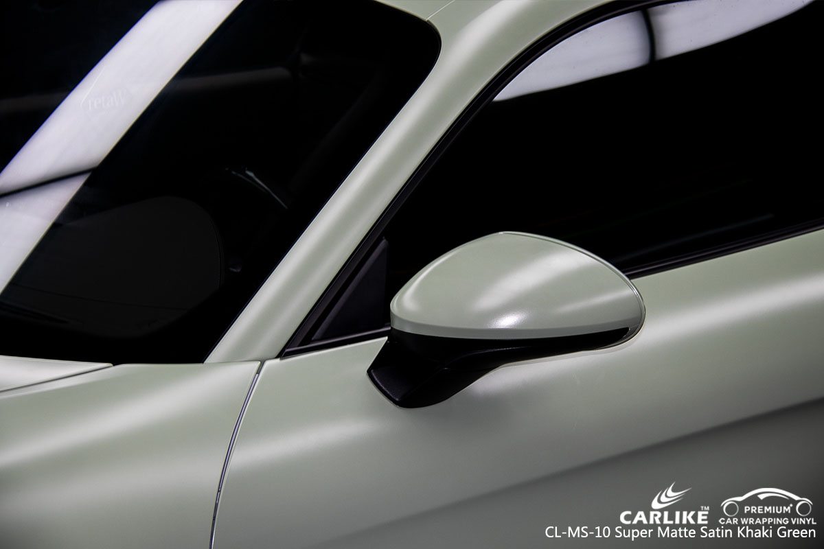 CARLIKE CL-MS-10 super matte satin khaki green car wrap vinyl for Porsche