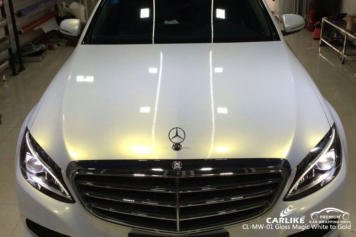 CARLIKE CL-MW-01 gloss magic white to gold car wrap vinyl for Mercedes-Benz