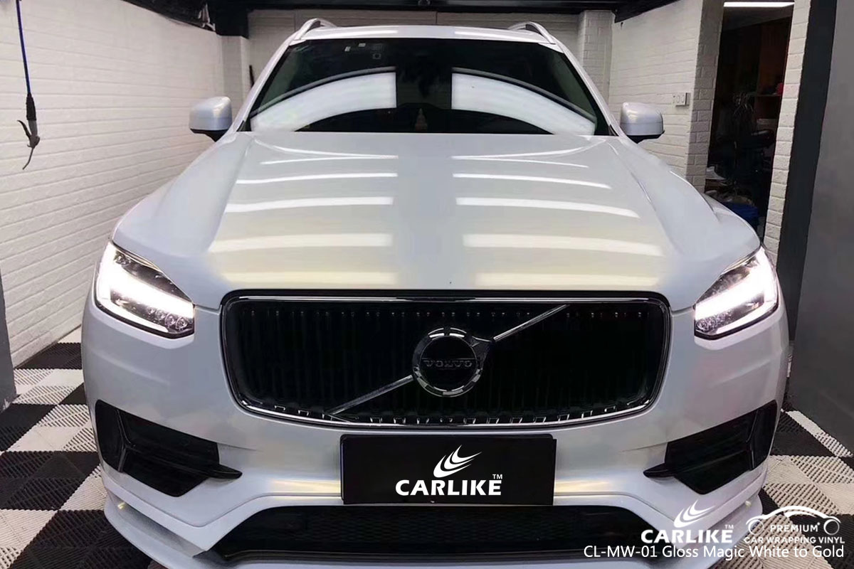 CARLIKE CL-MW-01 gloss magic white to gold car wrap vinyl for Volvo