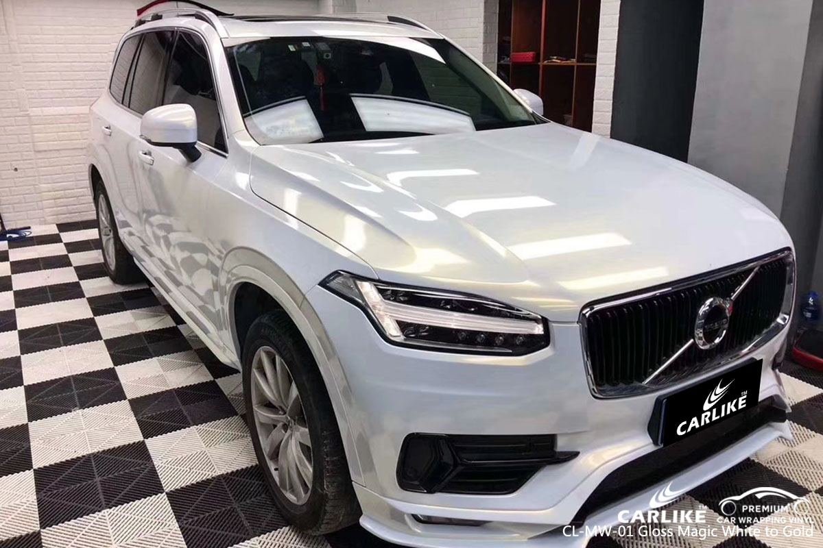 CARLIKE CL-MW-01 gloss magic white to gold car wrap vinyl for Volvo