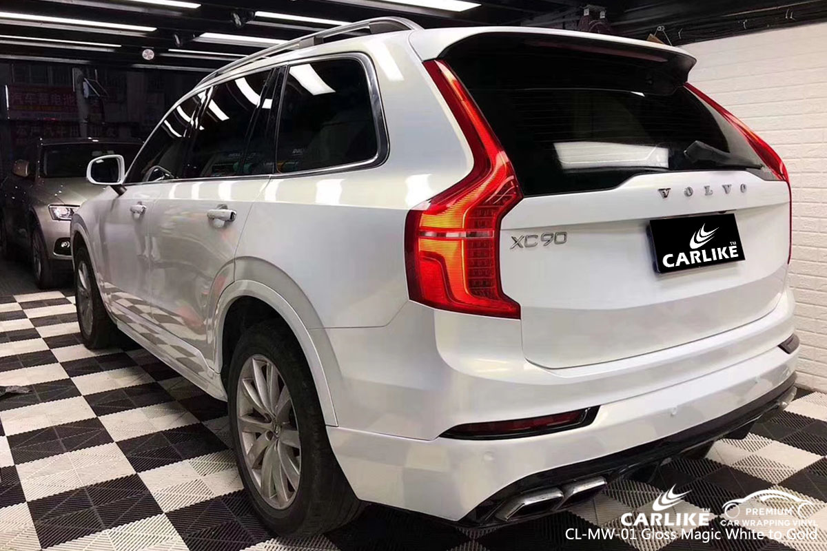 CARLIKE CL-MW-01 gloss magic white to gold car wrap vinyl for Volvo