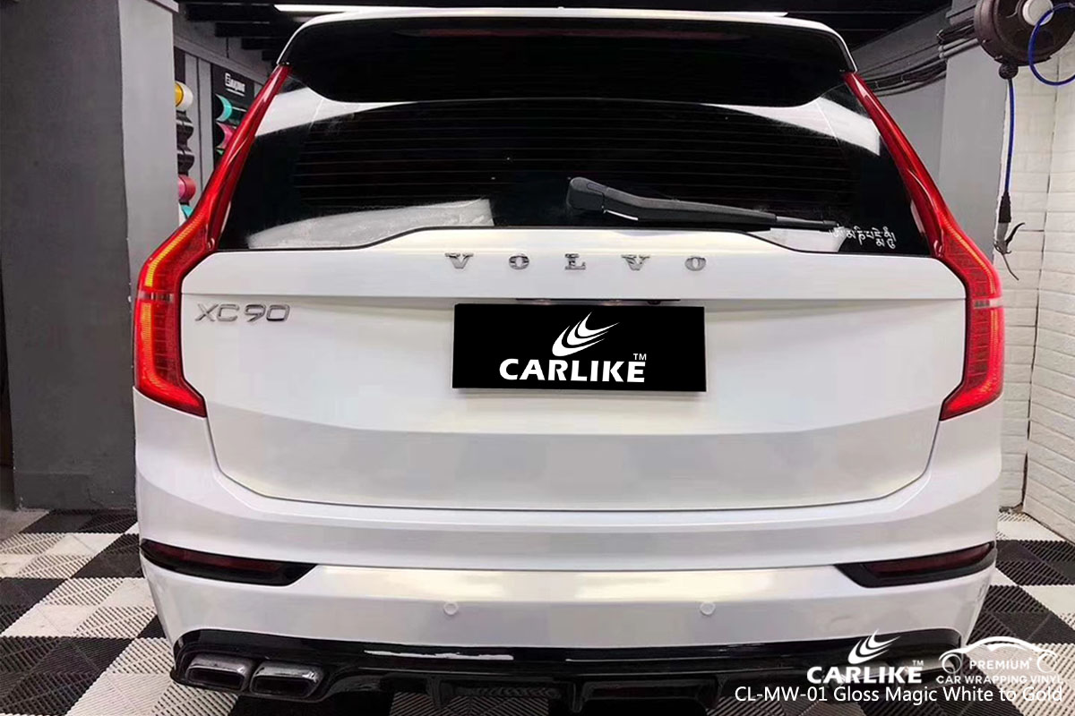 CARLIKE CL-MW-01 gloss magic white to gold car wrap vinyl for Volvo