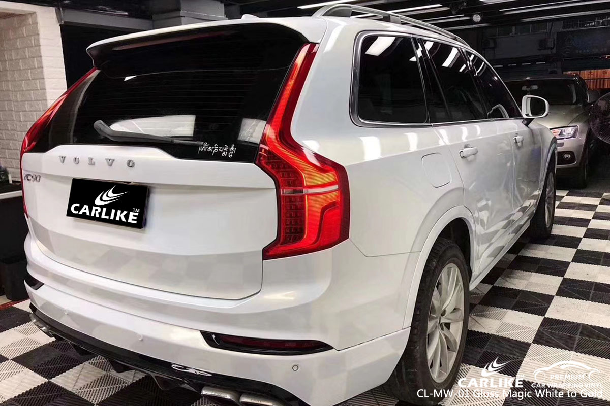 CARLIKE CL-MW-01 gloss magic white to gold car wrap vinyl for Volvo