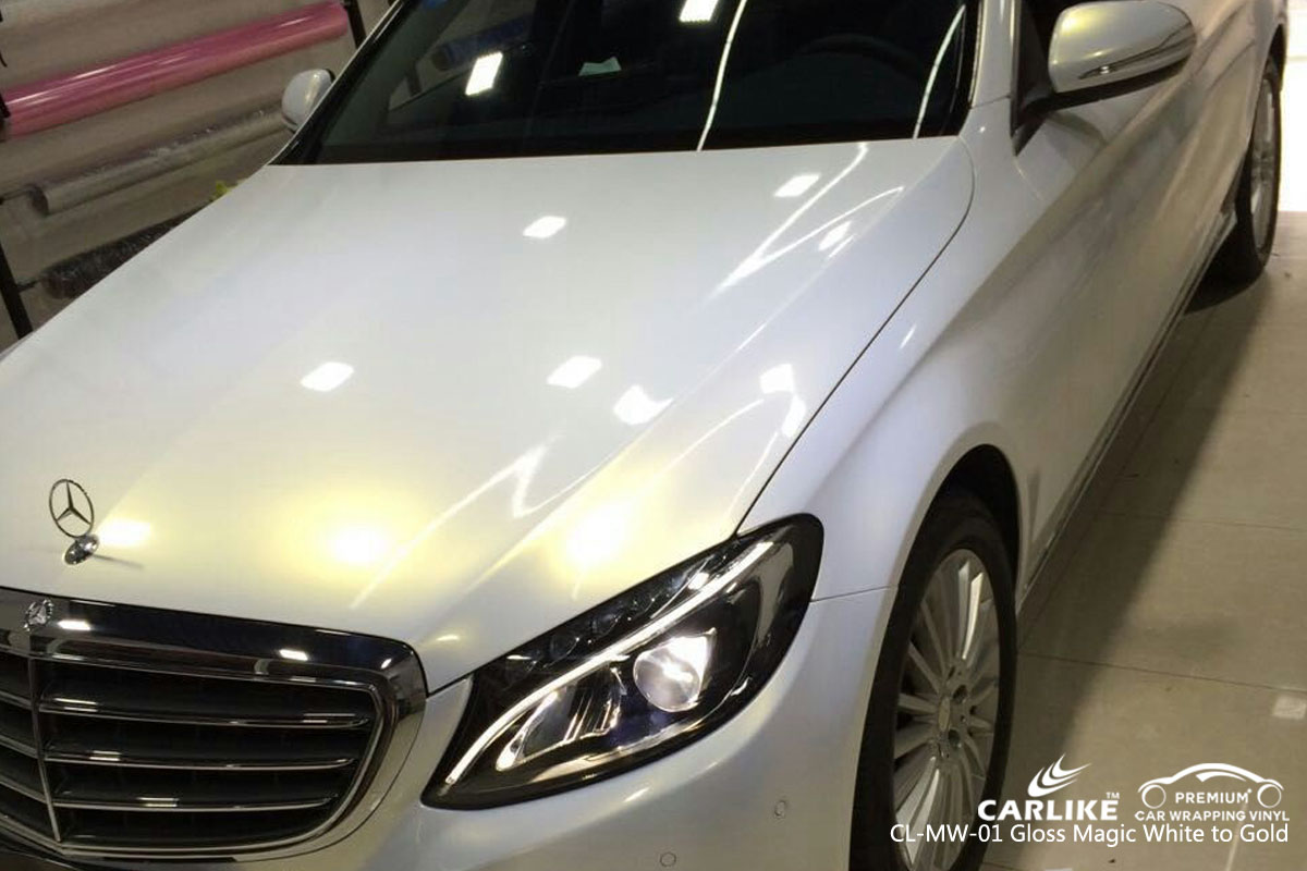 CARLIKE CL-MW-01 gloss magic white to gold car wrap vinyl for Mercedes-Benz