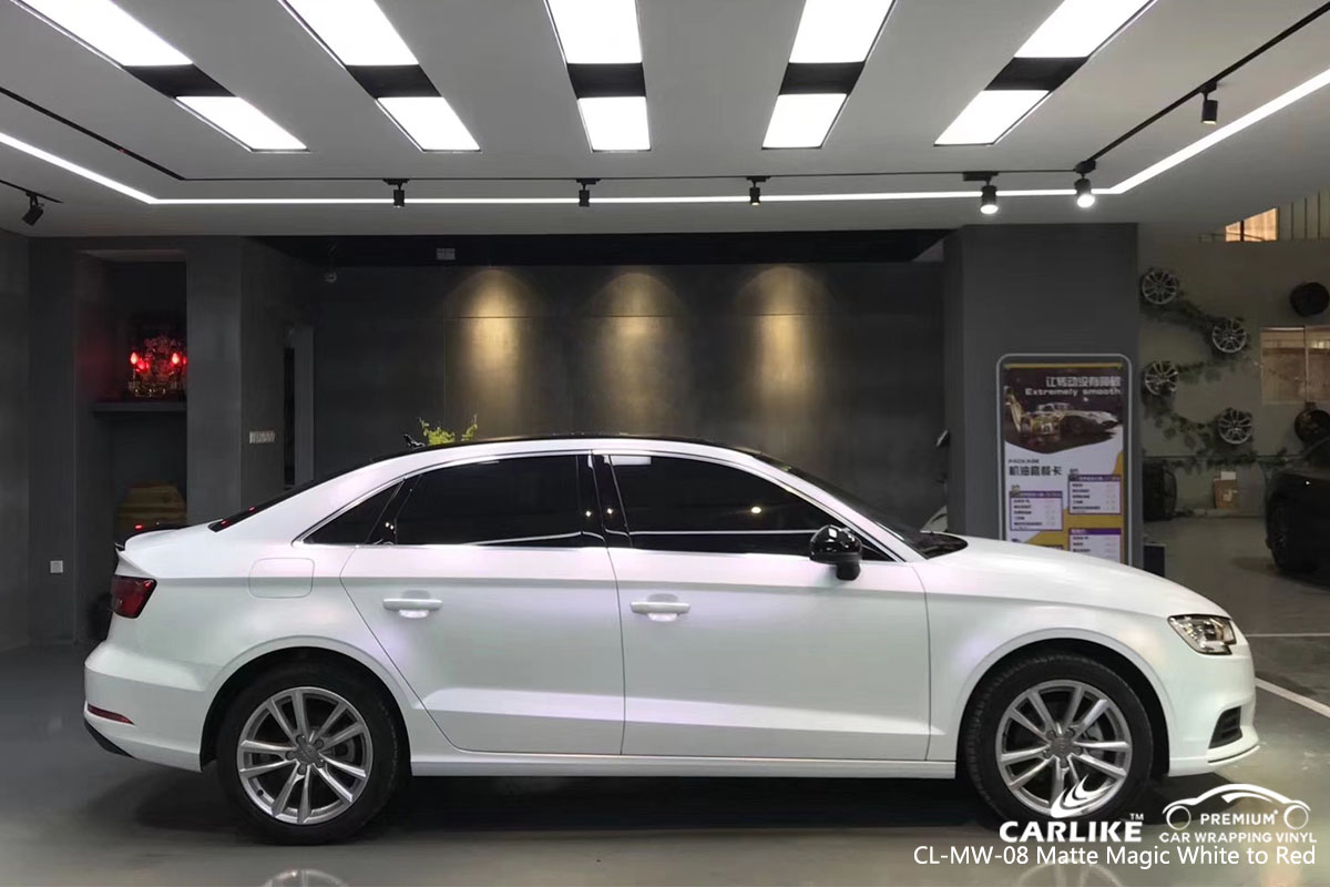 CARLIKE CL-MW-08 matte magic white to red car wrap vinyl ofr Audi