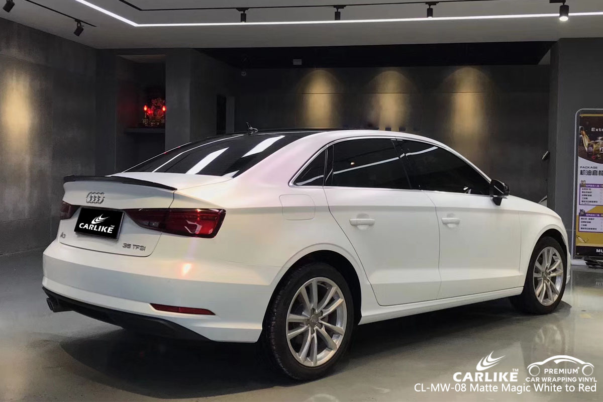 CARLIKE CL-MW-08 matte magic white to red car wrap vinyl ofr Audi