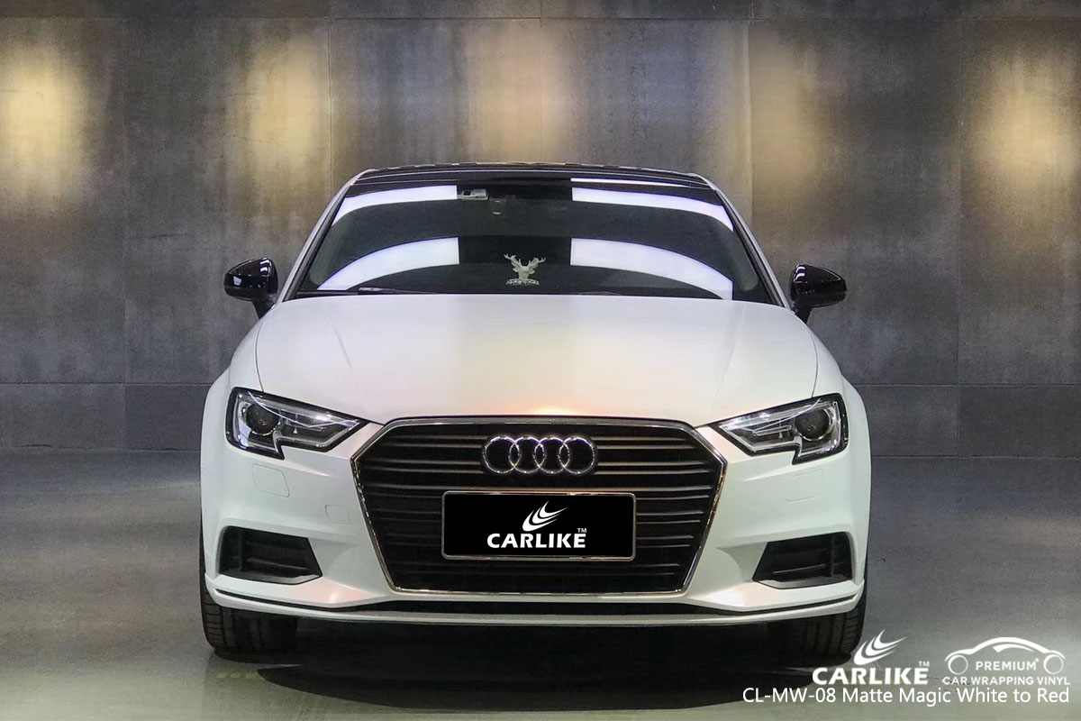 CARLIKE CL-MW-08 matte magic white to red car wrap vinyl ofr Audi