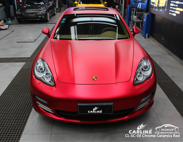 CL-SC-03 vinil do envoltório do carro do vermelho da cerâmica do cromo para Porsche