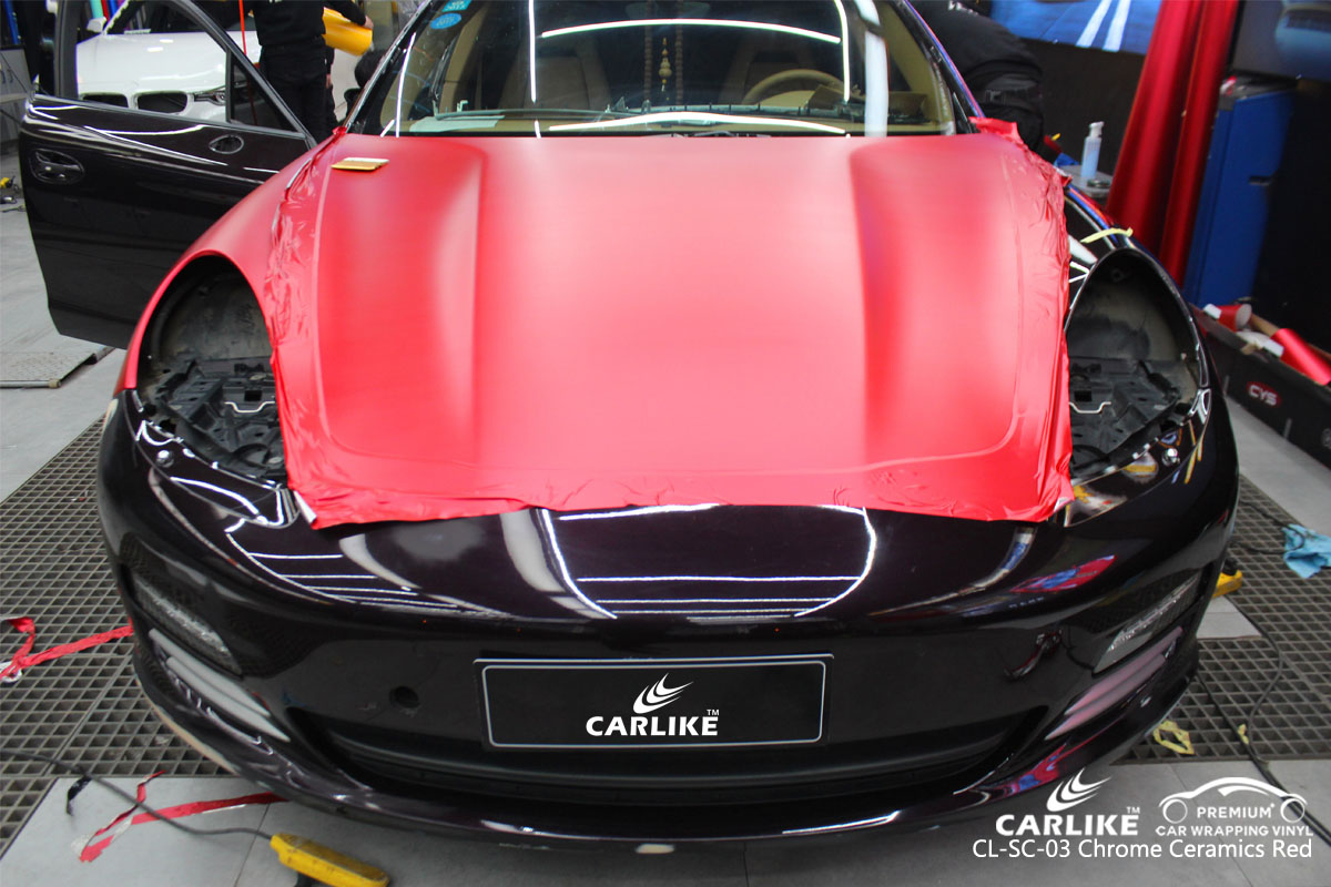 CARLIKE CL-SC-03 chrome ceramics red car wrap vinyl for Porsche