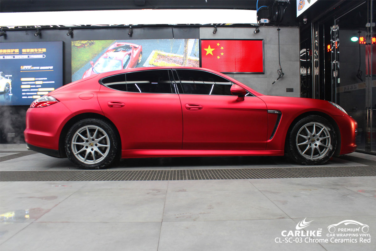CARLIKE CL-SC-03 chrome ceramics red car wrap vinyl for Porsche