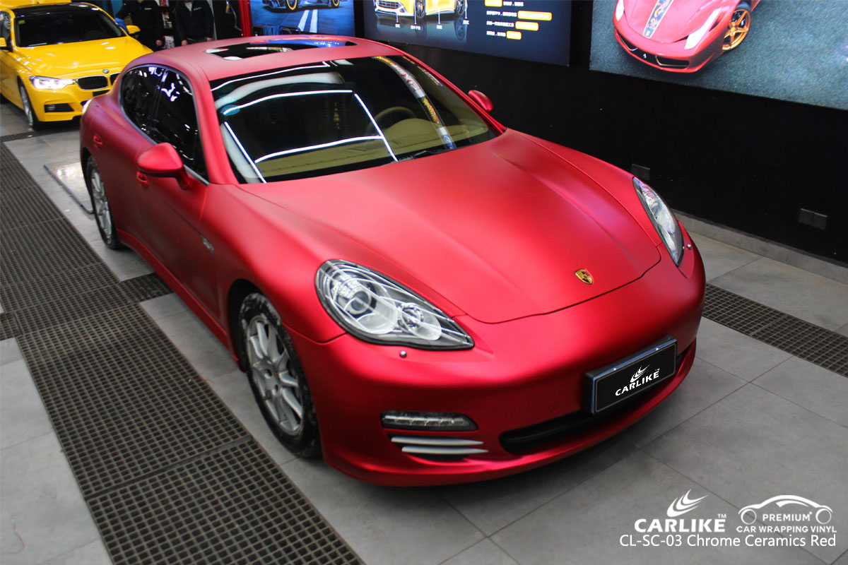 CARLIKE CL-SC-03 chrome ceramics red car wrap vinyl for Porsche