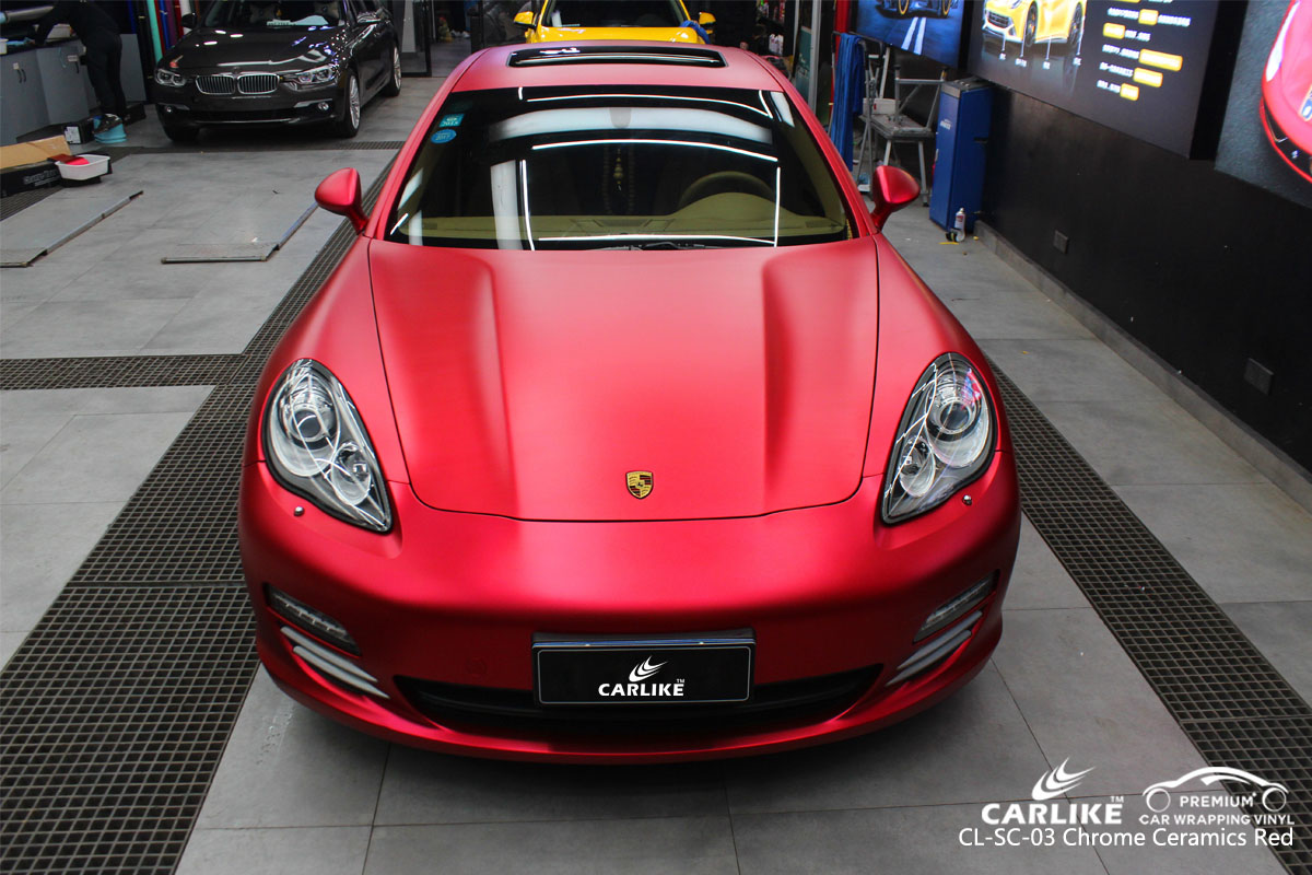 CARLIKE CL-SC-03 chrome ceramics red car wrap vinyl for Porsche