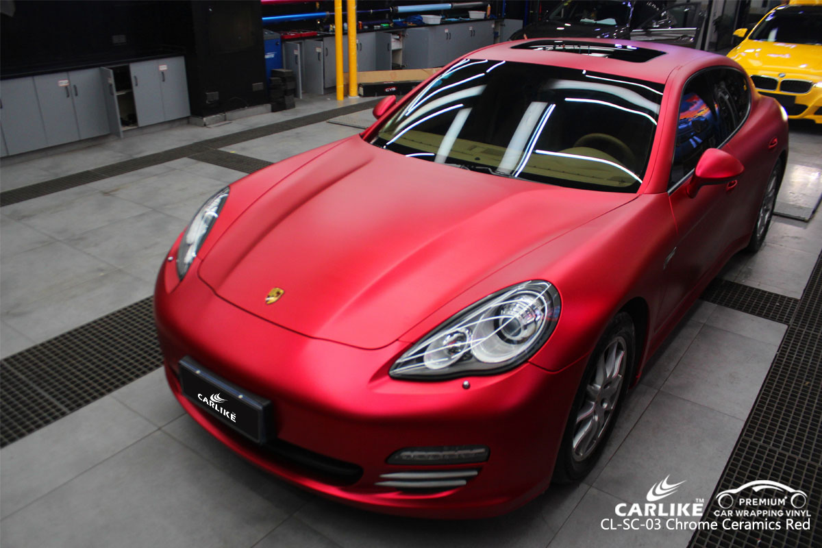 CARLIKE CL-SC-03 chrome ceramics red car wrap vinyl for Porsche