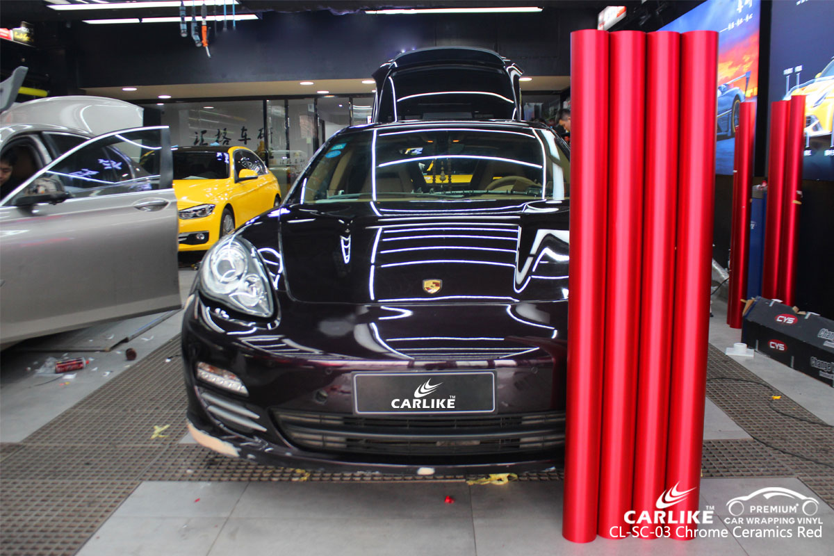 CARLIKE CL-SC-03 chrome ceramics red car wrap vinyl for Porsche