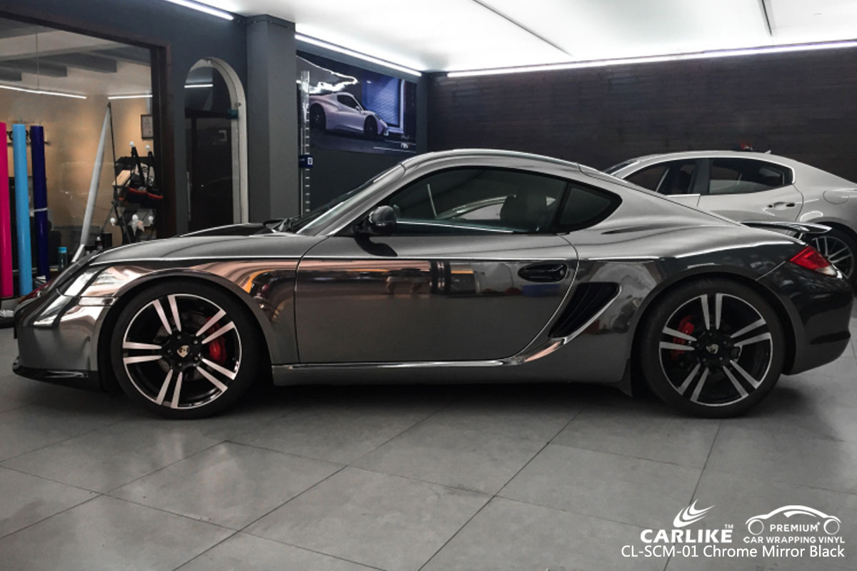 CARLIKE CL-SCM-01 chrome mirror black car wrapping vinyl for Porsche