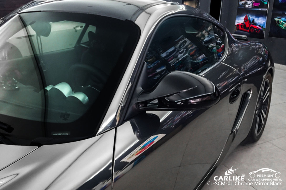 CARLIKE CL-SCM-01 chrome mirror black car wrapping vinyl for Porsche