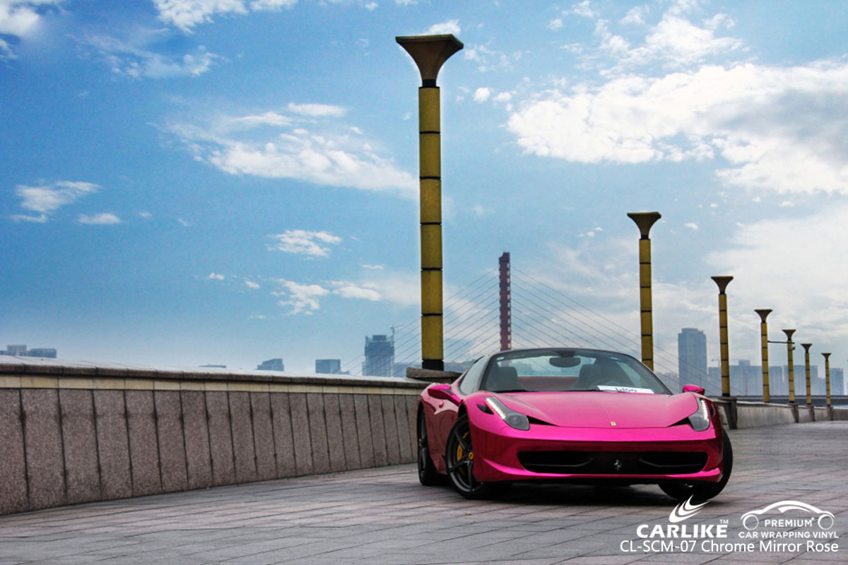 CARLIKE CL-SCM-07 chrome mirror rose car wrapping vinyl for Ferrari