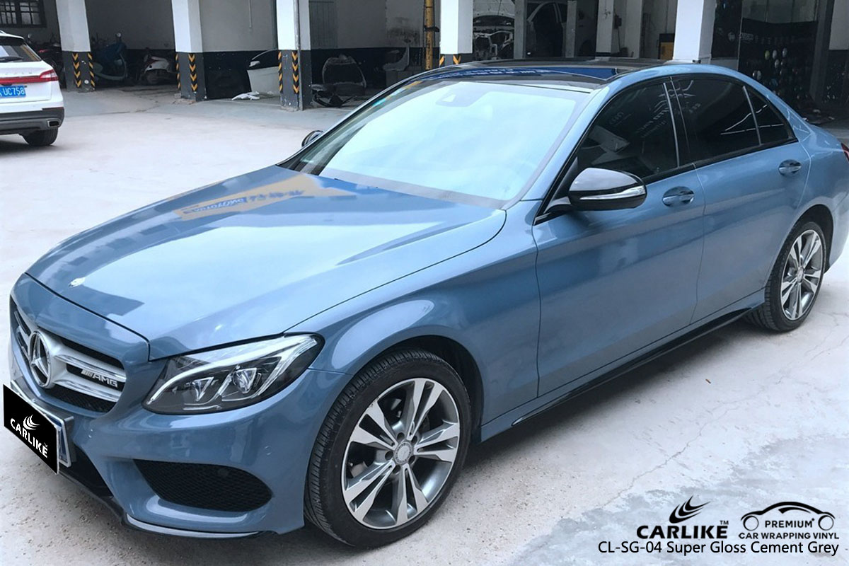 CARLIKE CL-SG-04 super gloss cement grey car wrap vinyl for Mercedes-Benz