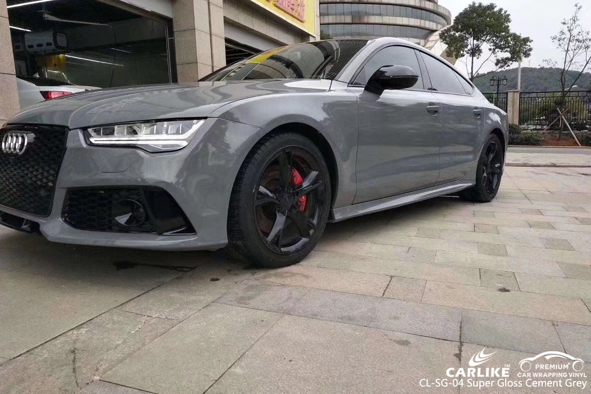 CARLIKE CL-SG-04 super gloss cement grey car wrap vinyl for Audi