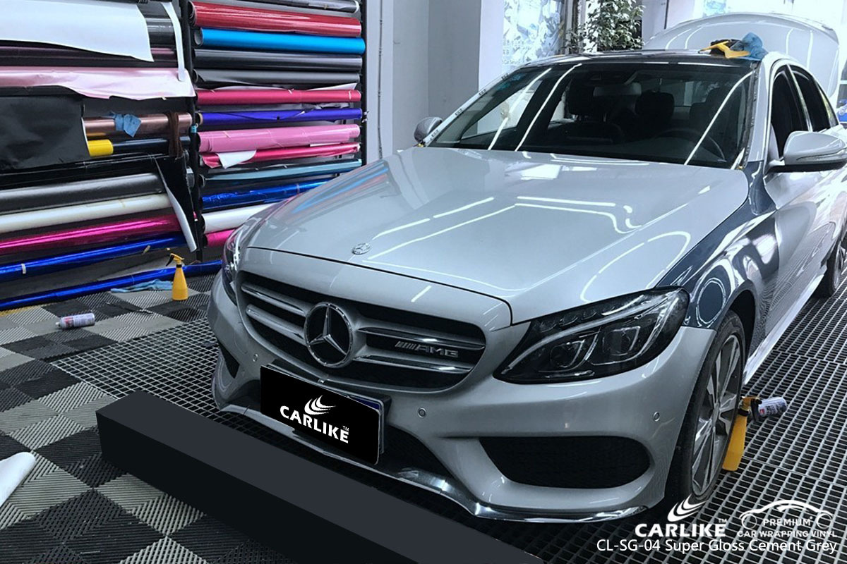 CARLIKE CL-SG-04 super gloss cement grey car wrap vinyl for Mercedes-Benz