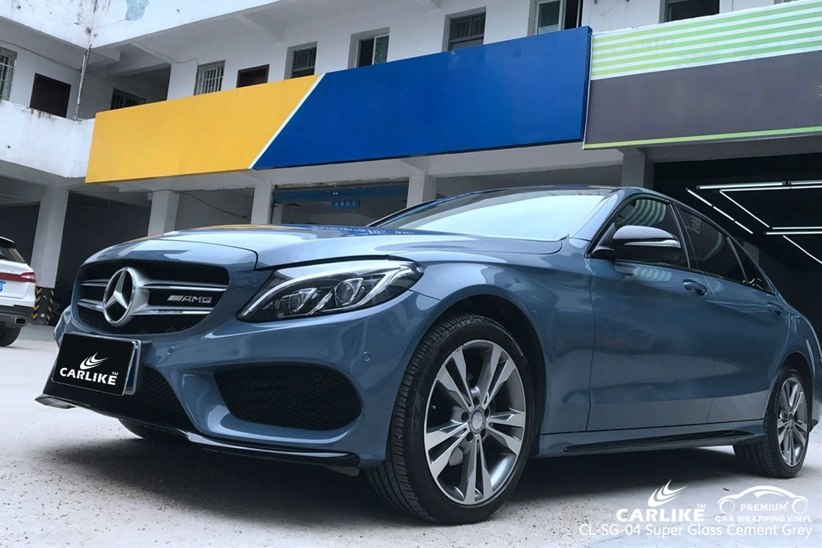 CARLIKE CL-SG-04 super gloss cement grey car wrap vinyl for Mercedes-Benz