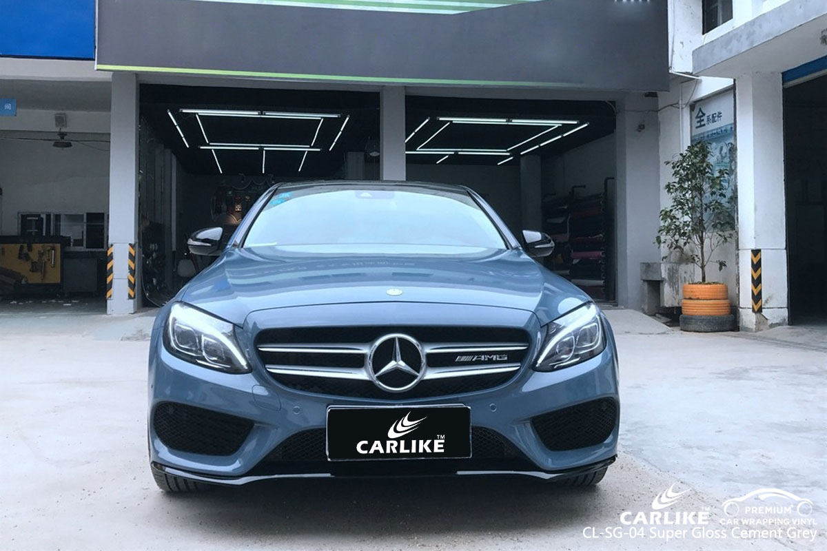 CARLIKE CL-SG-04 super gloss cement grey car wrap vinyl for Mercedes-Benz