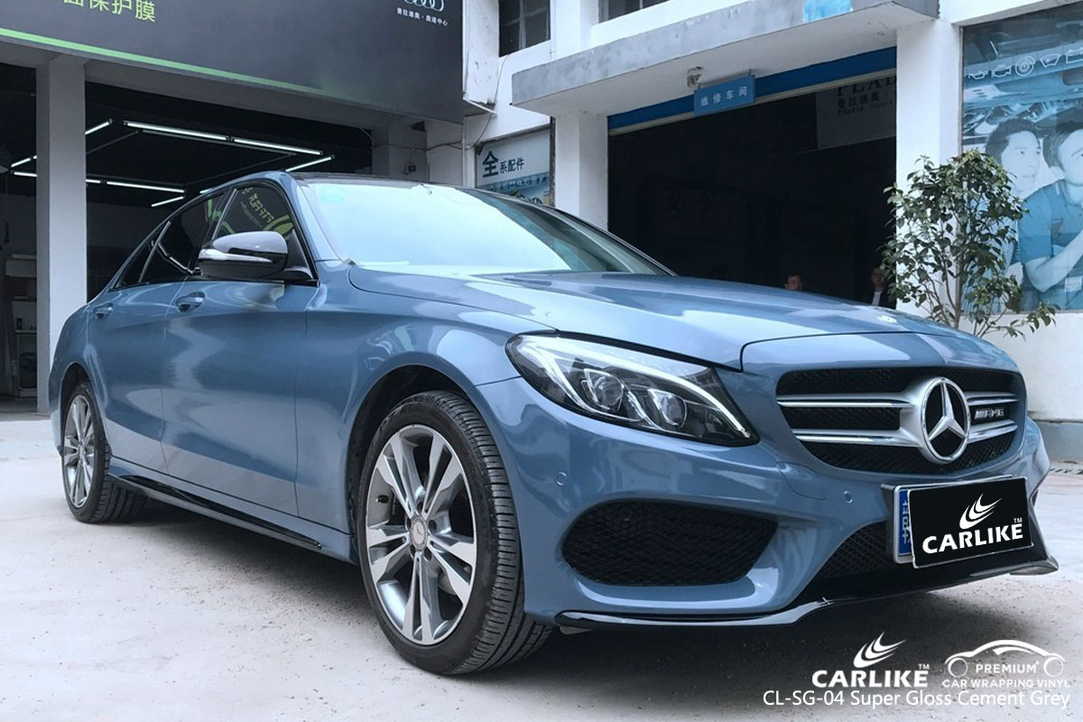CARLIKE CL-SG-04 super gloss cement grey car wrap vinyl for Mercedes-Benz