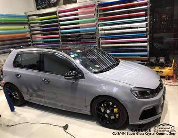 CARLIKE CL-SV-02 Süper parlak kristal çimento gri Volkswagen için araba sarma vinil