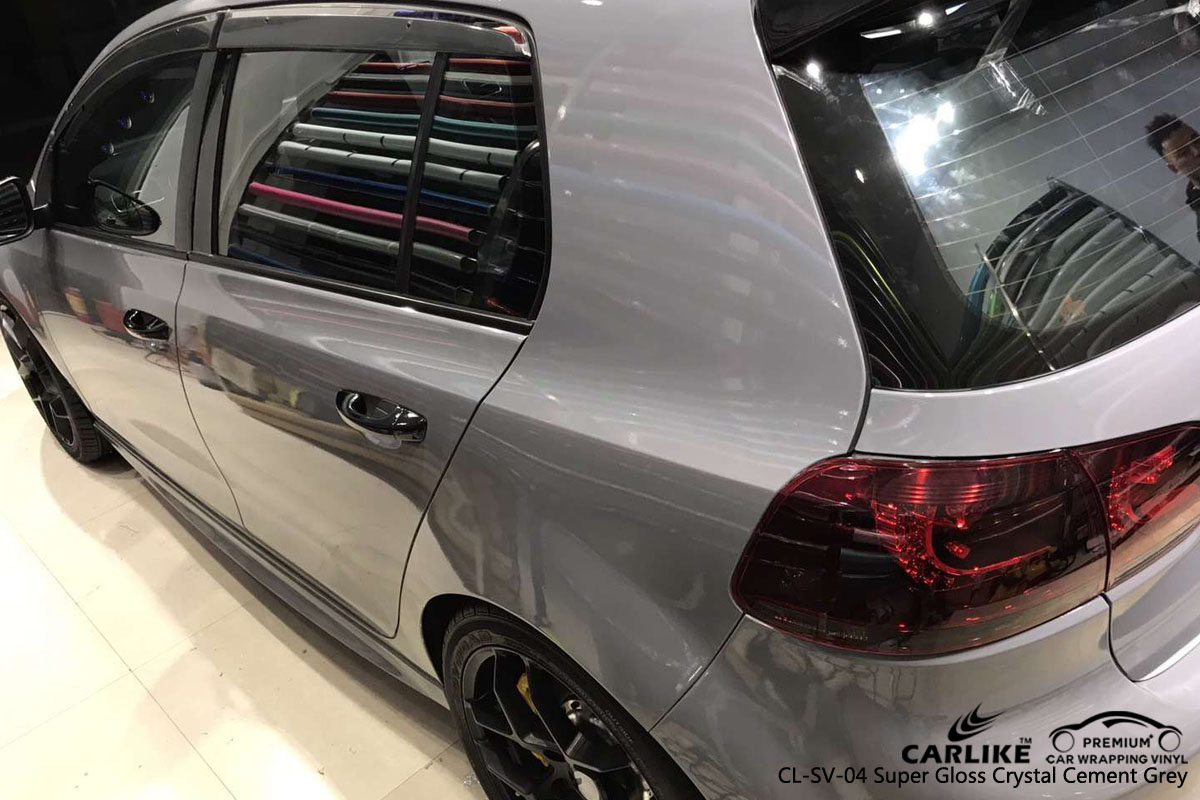 CARLIKE CL-SV-02 super gloss crystal cement grey car wrap vinyl for Volkswagen