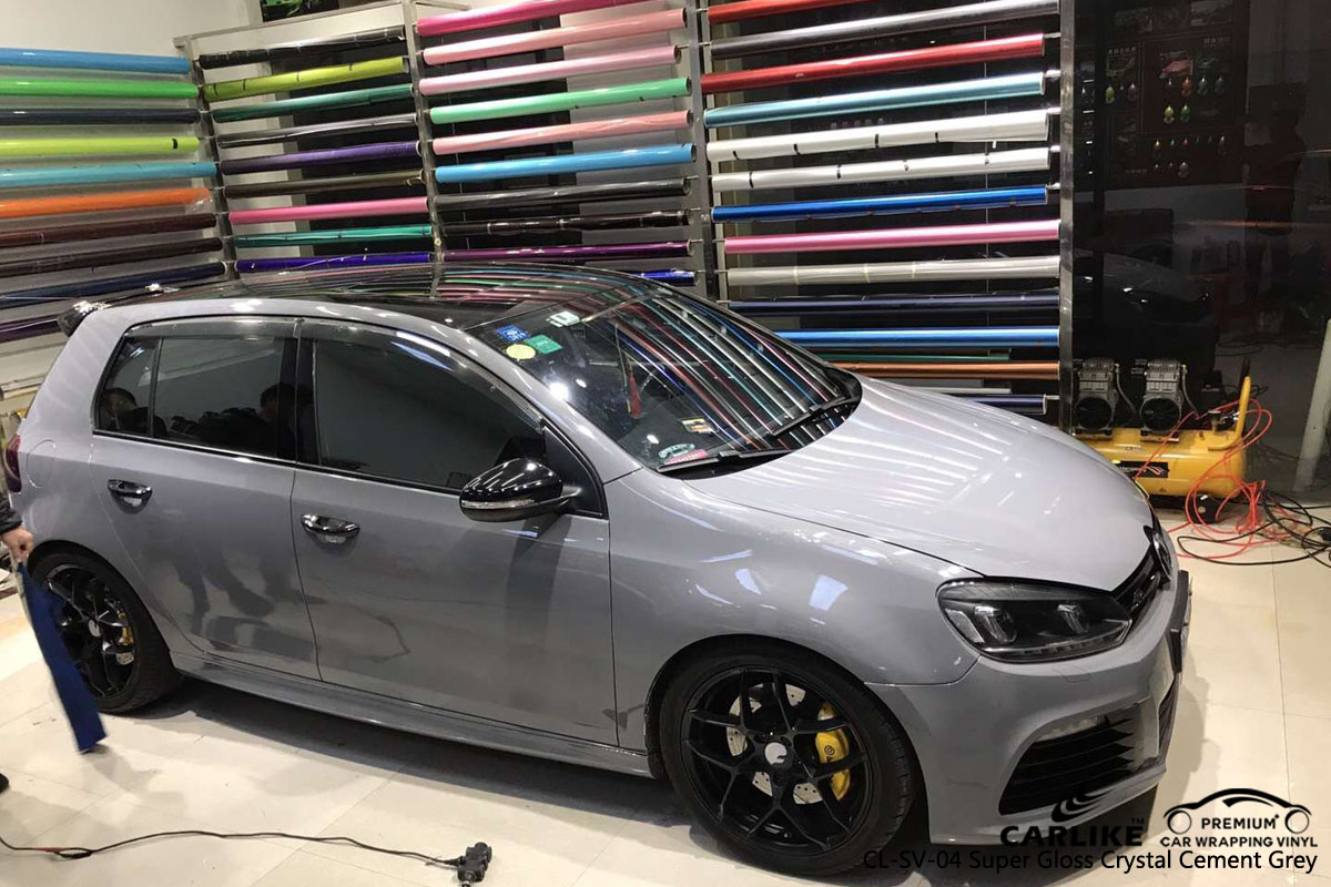 CARLIKE CL-SV-02 super gloss crystal cement grey car wrap vinyl for Volkswagen