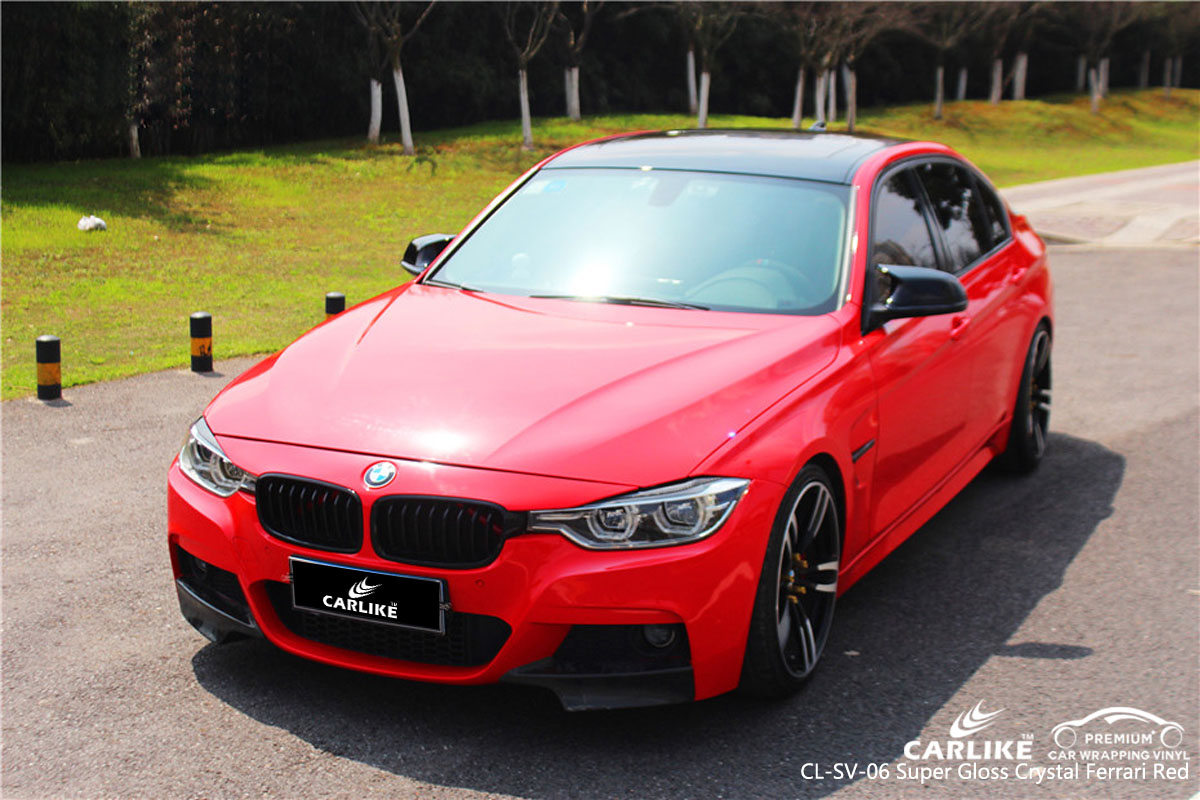 CARLIKE CL-SV-06 super gloss crystal ferrari red car wrap vinyl for BMW