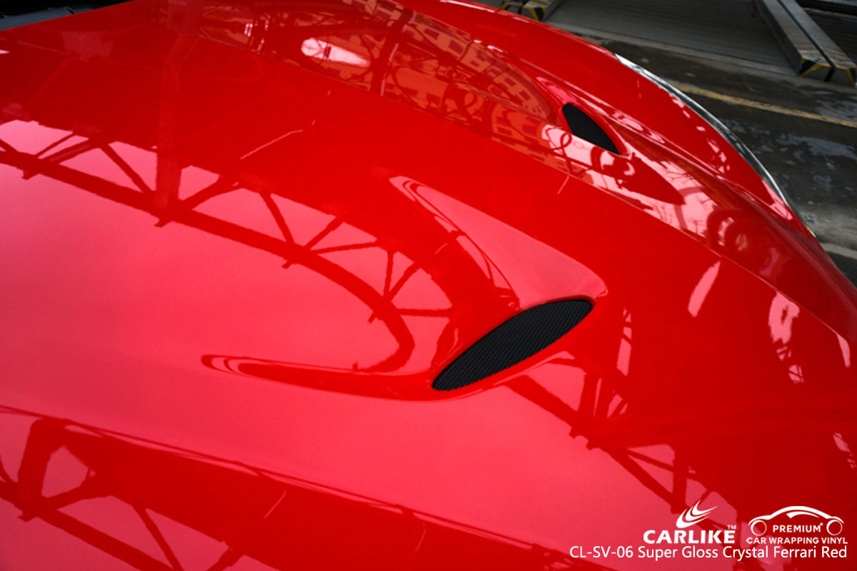 CARLIKE CL-SV-06 super gloss crystal ferrari red car wrap vinyl for Ferrari