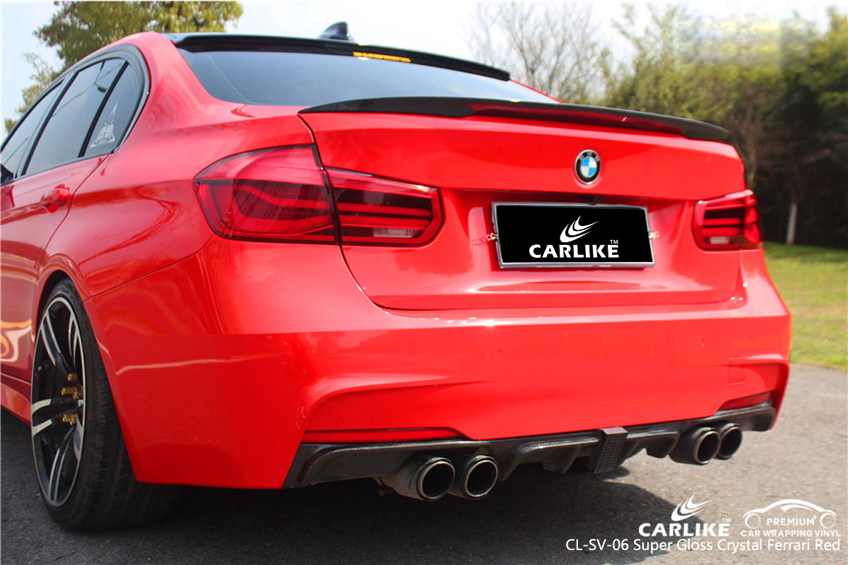 CARLIKE CL-SV-06 super gloss crystal ferrari red car wrap vinyl for BMW