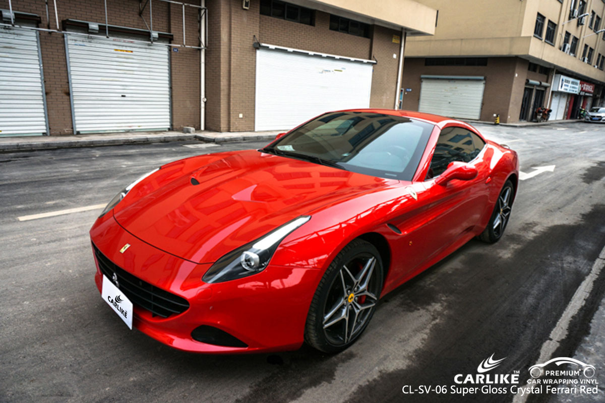 CARLIKE CL-SV-06 super gloss crystal ferrari red car wrap vinyl for Ferrari