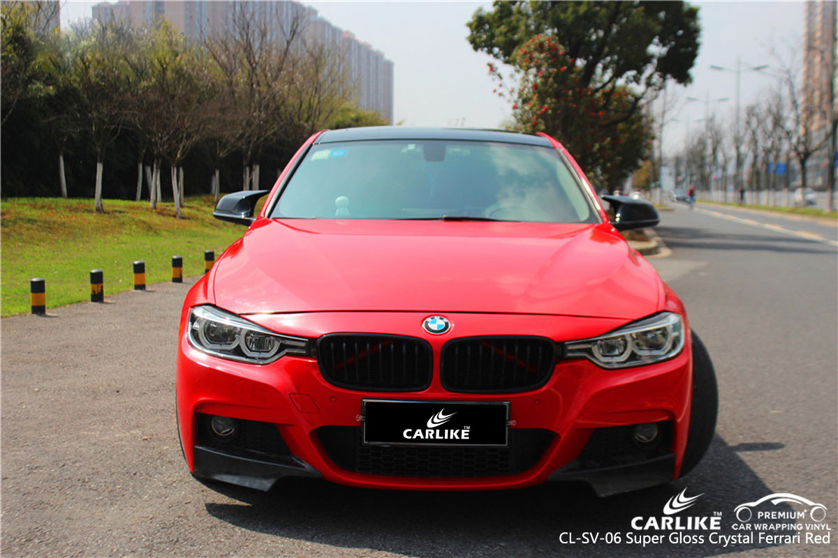 CARLIKE CL-SV-06 super gloss crystal ferrari red car wrap vinyl for BMW