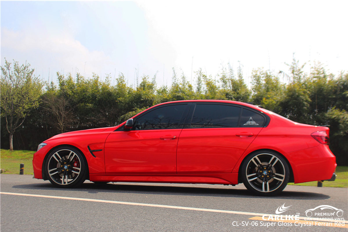 CARLIKE CL-SV-06 super gloss crystal ferrari red car wrap vinyl for BMW