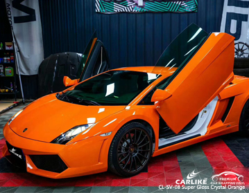 CARLIKE CL-SV-08 Lamborghini için süper parlak kristal turuncu araba sarma vinil