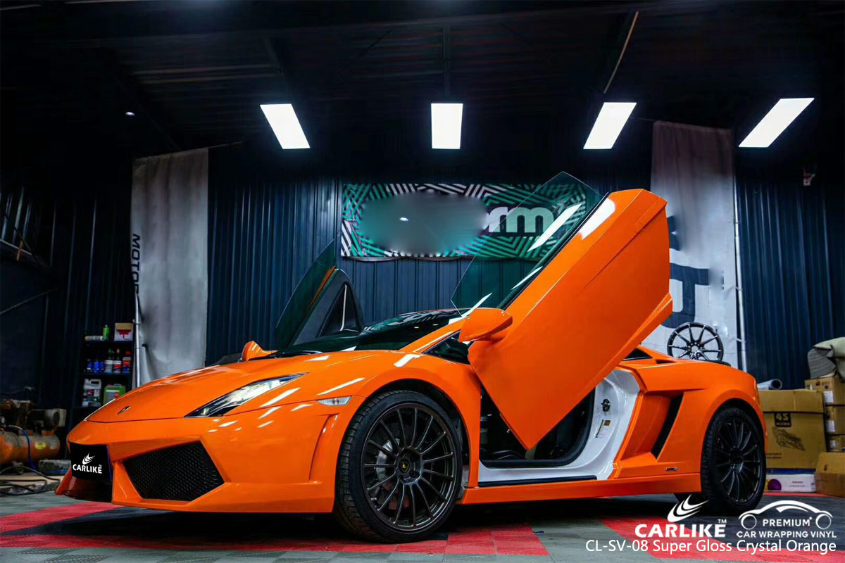 CARLIKE CL-SV-08 super gloss crystal orange car wrap vinyl for Lamborghini