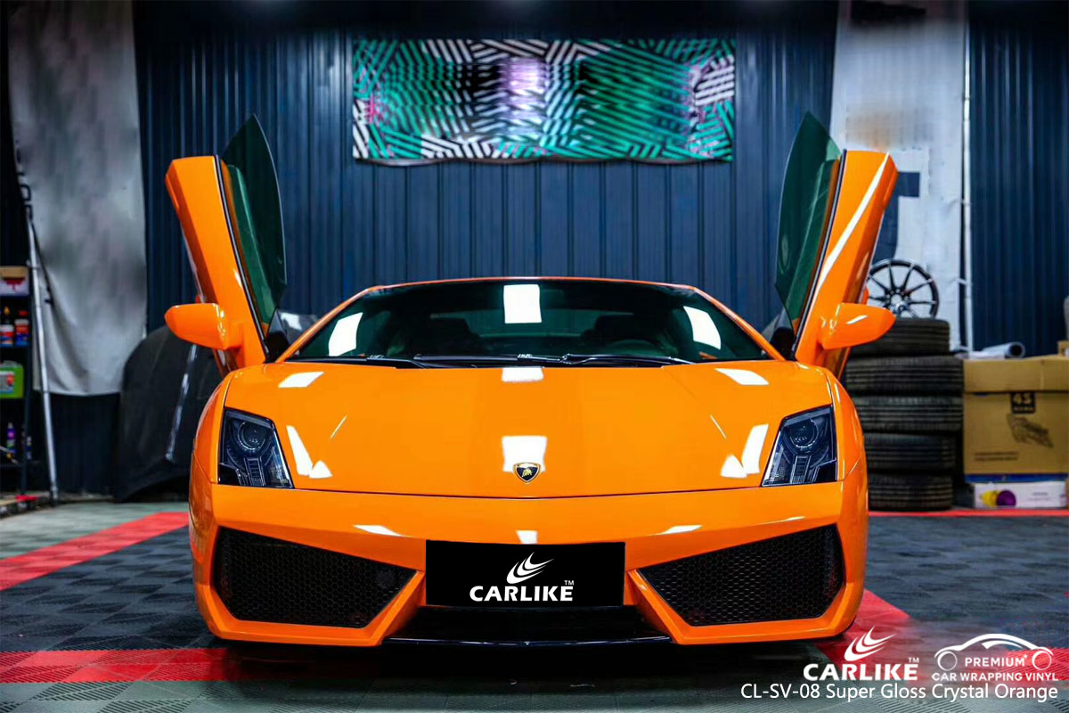 CARLIKE CL-SV-08 super gloss crystal orange car wrap vinyl for Lamborghini