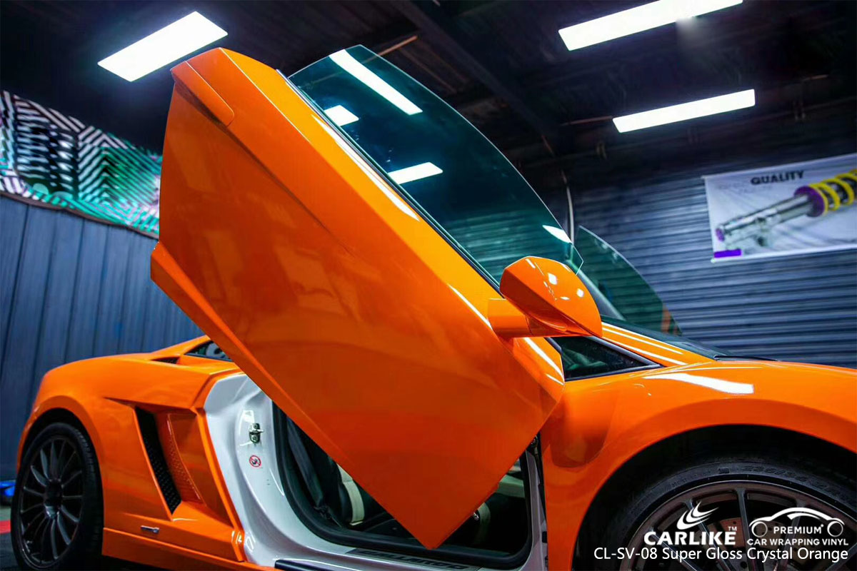 CARLIKE CL-SV-08 super gloss crystal orange car wrap vinyl for Lamborghini