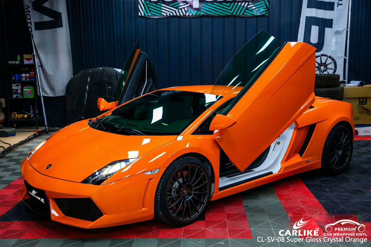 CARLIKE CL-SV-08 super gloss crystal orange car wrap vinyl for Lamborghini