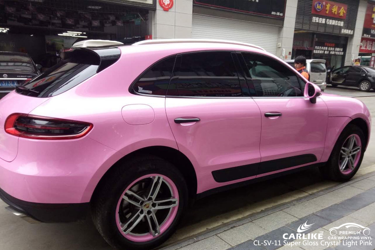 CARLIKE CL-SV-11 super gloss crystal light pink car wrap vinyl for Porsche