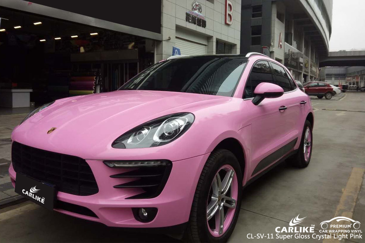 CARLIKE CL-SV-11 super gloss crystal light pink car wrap vinyl for Porsche