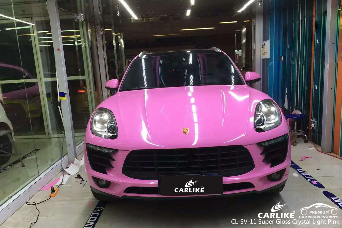 CARLIKE CL-SV-11 super gloss crystal light pink car wrap vinyl for Porsche