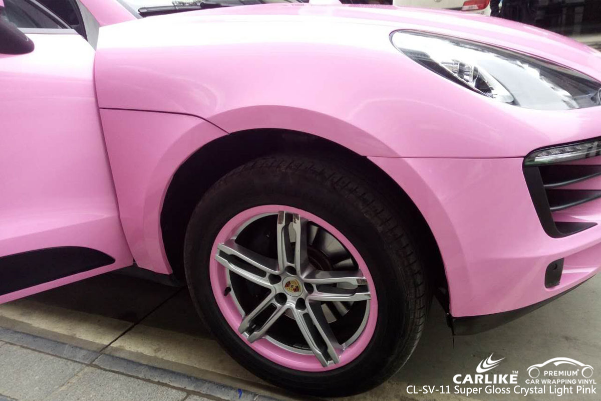 CARLIKE CL-SV-11 super gloss crystal light pink car wrap vinyl for Porsche